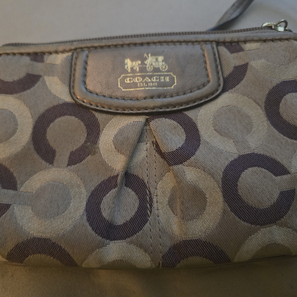 Coach Brown Op Art Clutch Wristlet